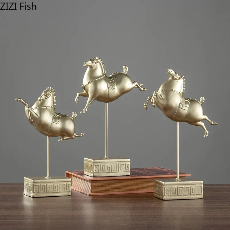 Afralia™ Terracotta Warrior Horse Sculpture Resin Knight Figurine Home Decor Gift