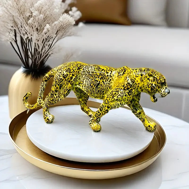 Afralia™ Leopard Panther Resin Sculpture Collectible Figurine for Modern Home Decor