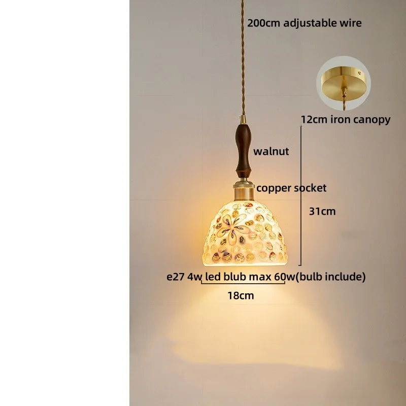 Afralia™ Colorful Glass Shell LED Pendant Lamp for Living & Dining Room