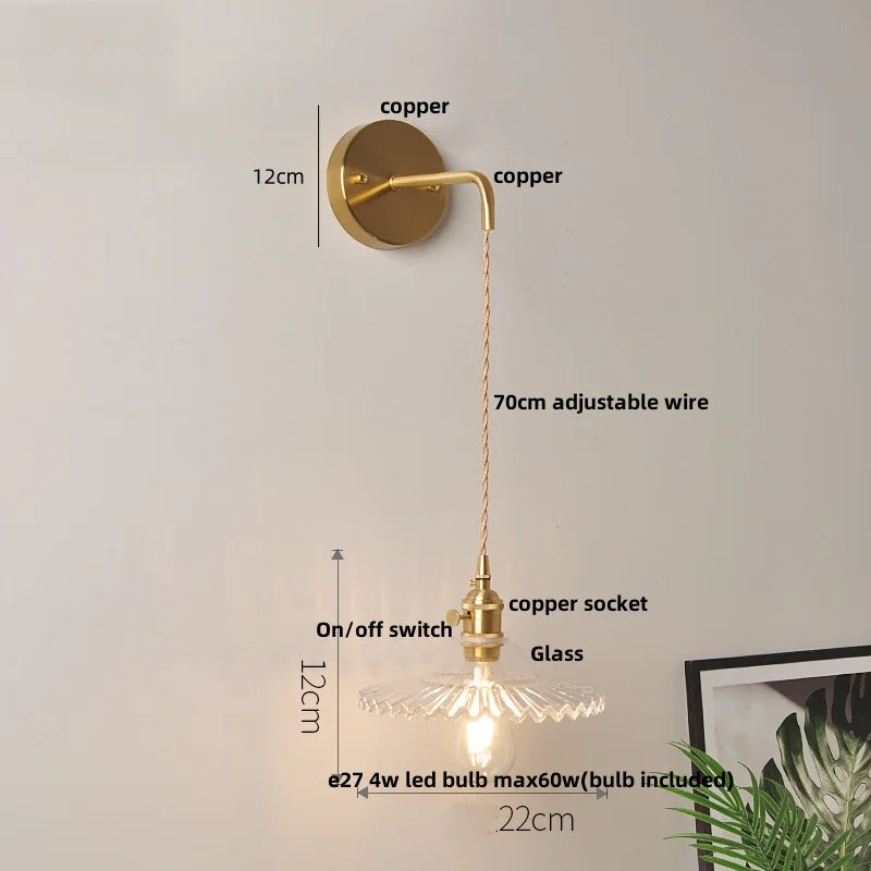 Afralia™ White Glass LED Wall Lamp with Pull Chain Switch - Modern Nordic Design