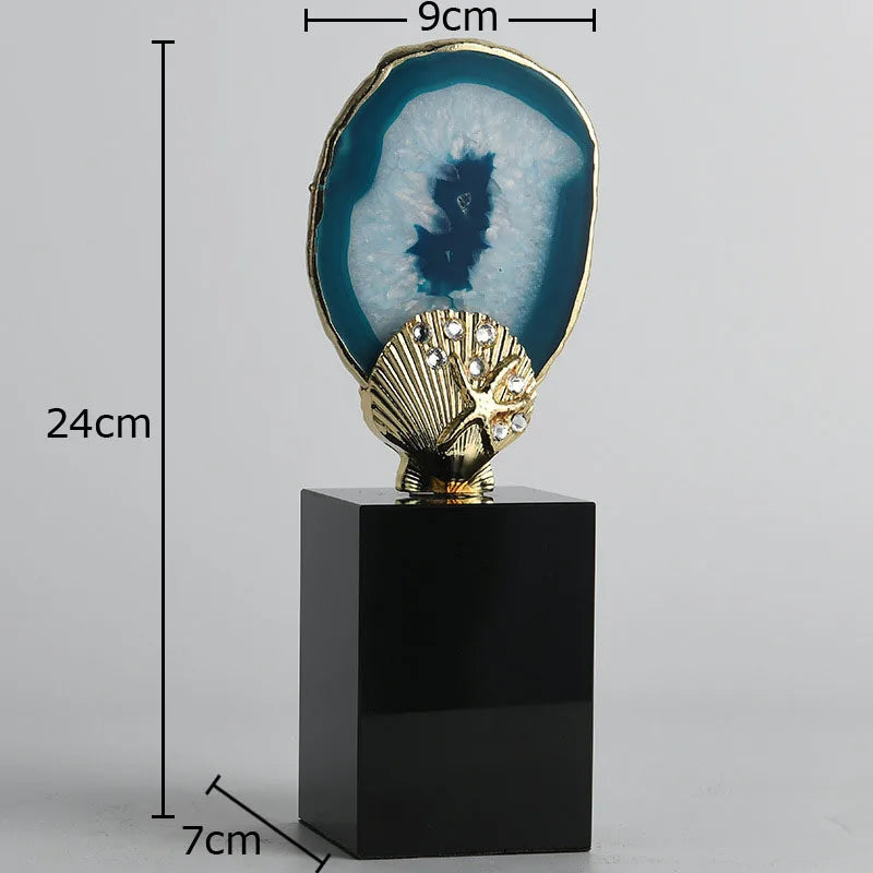 Blue Agate Stone Crystal Base Sculpture for Modern Aesthetic Decor by Afralia™