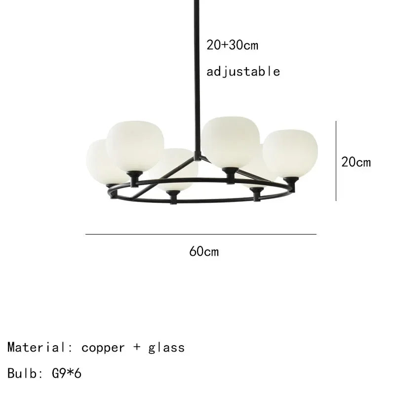 Afralia™ Modern Glass Ball LED Pendant Lights for Living Room Dining Room Kitchen Chandelier