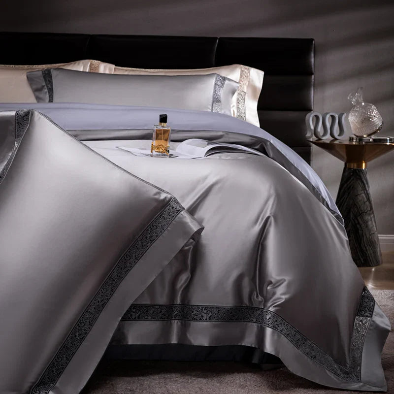 Afralia™ Damask Lyocell Cotton Bedding Set with Soft Silky Finish