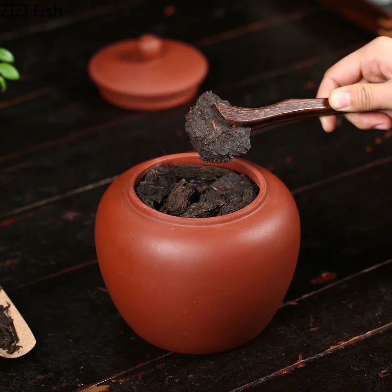 Afralia™ Purple Clay Teapot Tea Canister: Sealed Ceramic Storage Jar with Lid