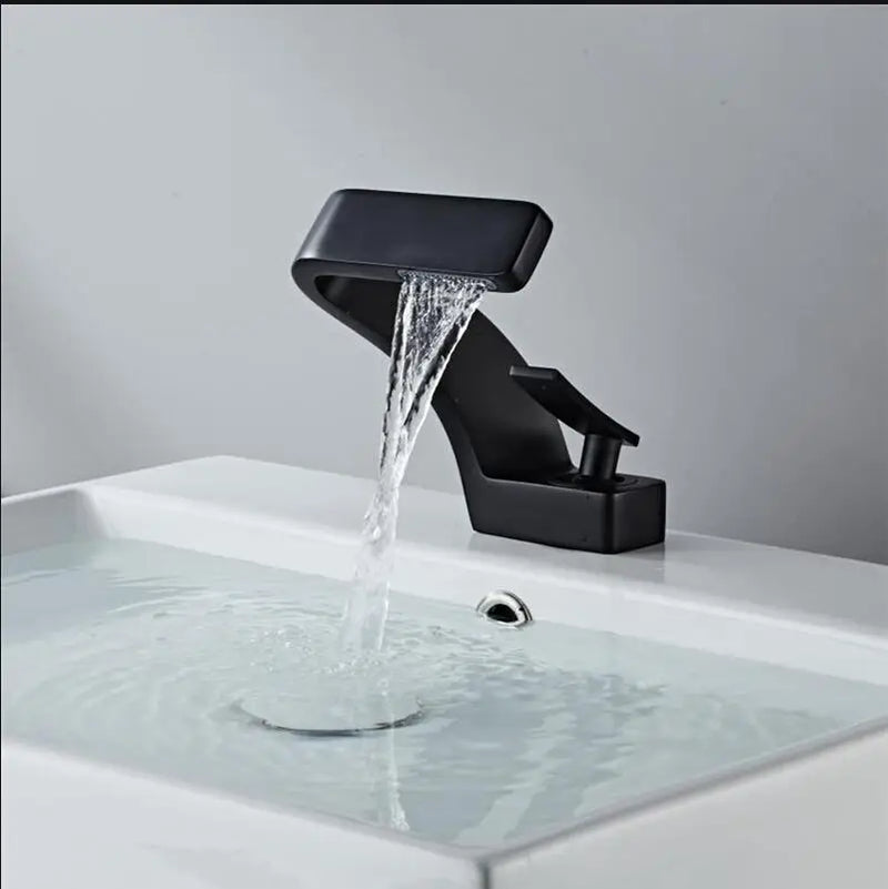 Afralia™ Basin Faucet - Modern Black Brushed Gold Bathroom Mixer Tap Hot Cold Sink