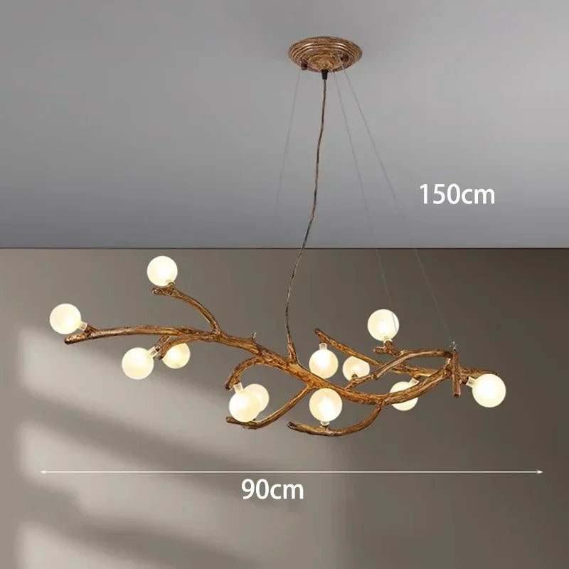 Afralia™ Vintage Resin Tree Branch Chandelier Glass Lightshade for Living Room Kitchen Island