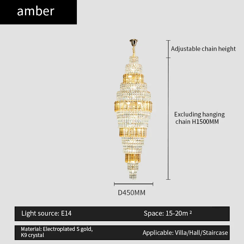Afralia™ Crystal Duplex Chandelier: Luxe Hollow Design for Living Room, Staircase.