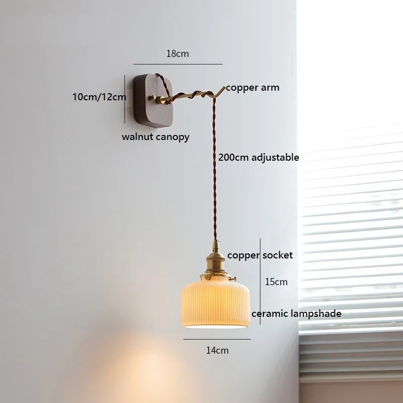 Afralia™ Ceramic LED Wall Light: Japanese Style Fixture, Home Decor for Bedroom & Living Room