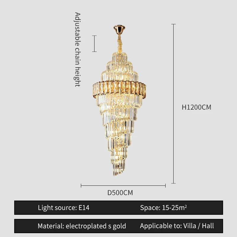 Afralia™ Crystal Spiral Chandelier for Luxury Spaces