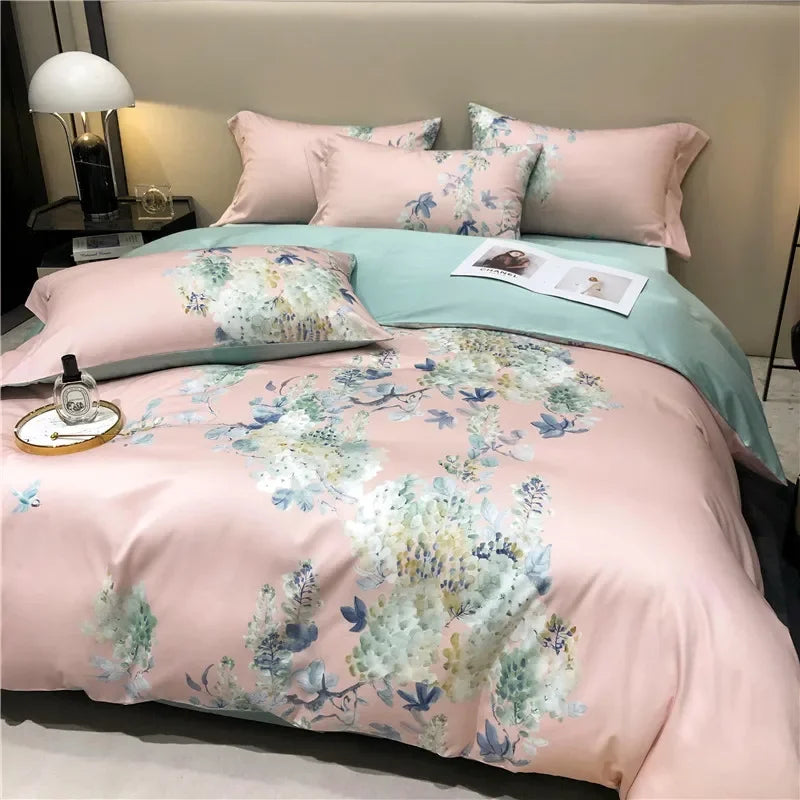 Afralia™ Egyptian Cotton Bedding Set - Queen King Full Size Duvet Cover Sheet Pillowcase