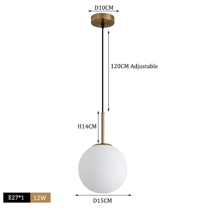 Afralia™ Glass Ball Pendant Lights LED Kitchen Living Room Suspension Luminaire