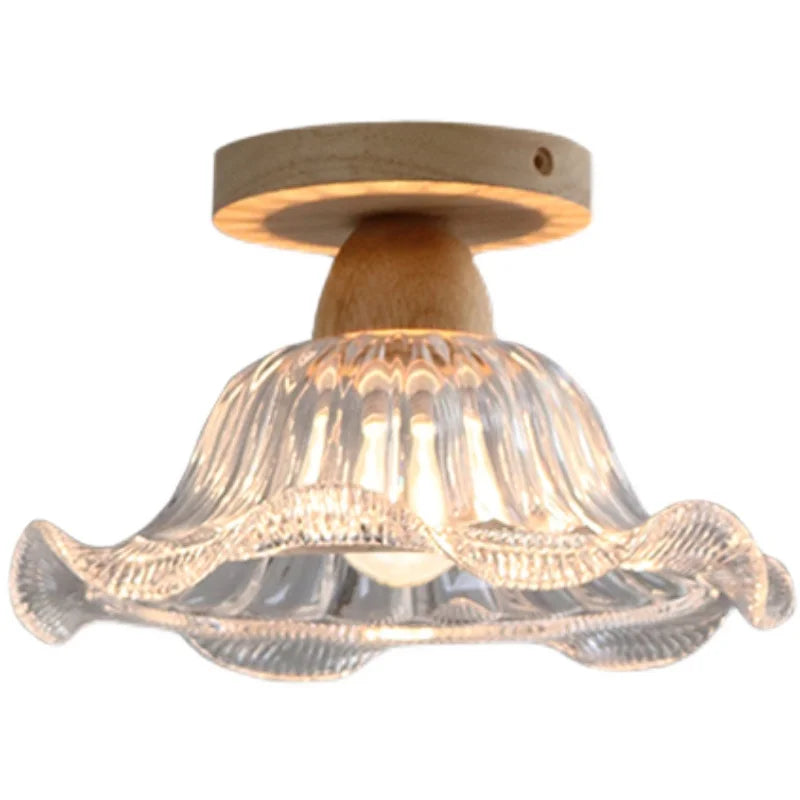 Afralia™ Crystal Wood LED Ceiling Lamp Clear Glass Modern Indoor Lighting