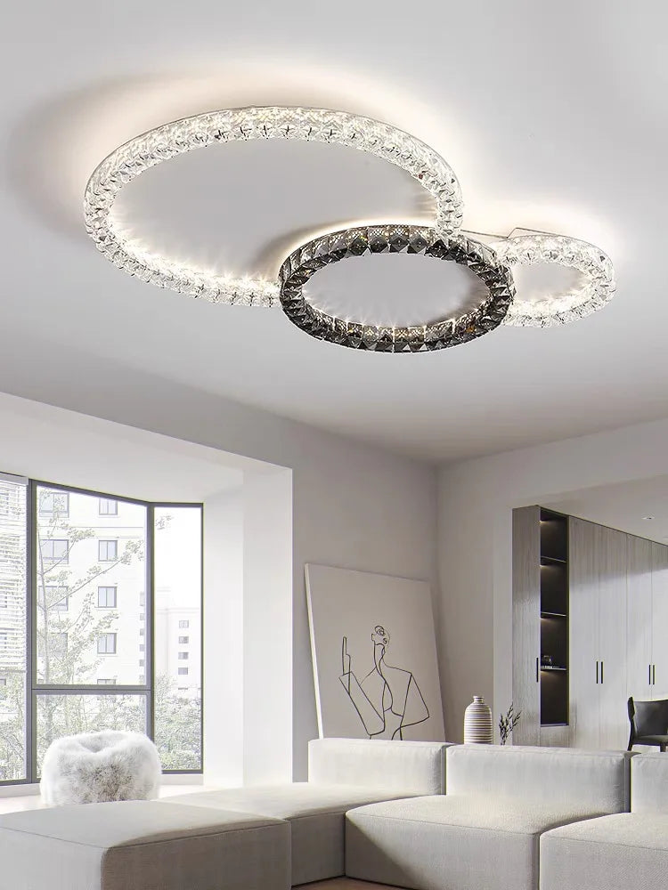 Afralia™ Crystal Ceiling Lights LED Chandelier for Living Room Bedroom - Modern Light Luxury Indoor Luster