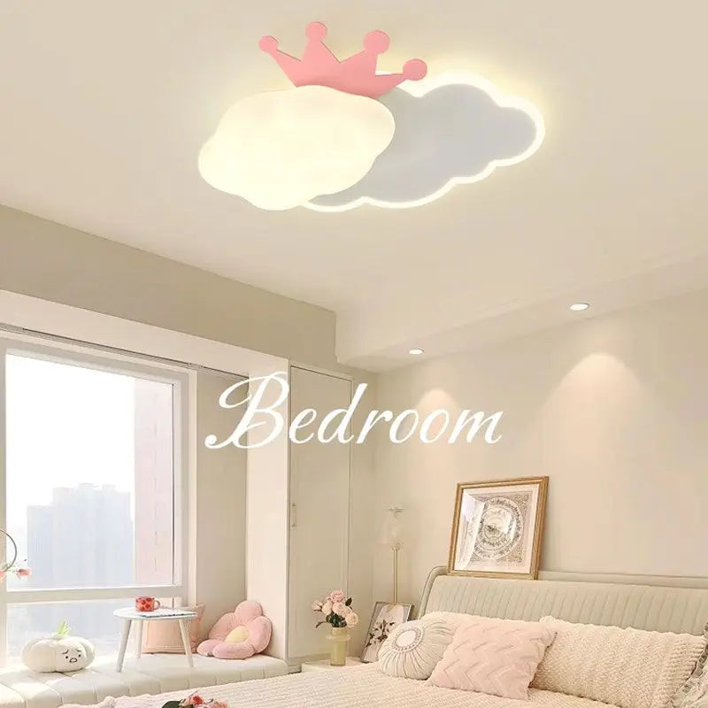 Afralia™ Cream Clouds Rainbow Ceiling Lamp for Children's Bedroom