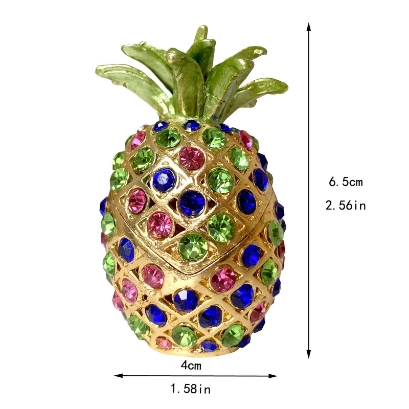 Crystal Pineapple Trinket Box Glass Fruit Figurine Paperweight by Afralia™: Art & Collection Ornament