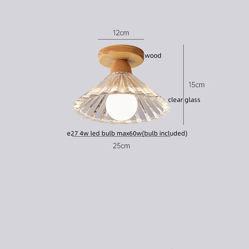 Afralia™ Wood Glass LED Ceiling Lamp Modern Kitchen Living Room Light Fixture
