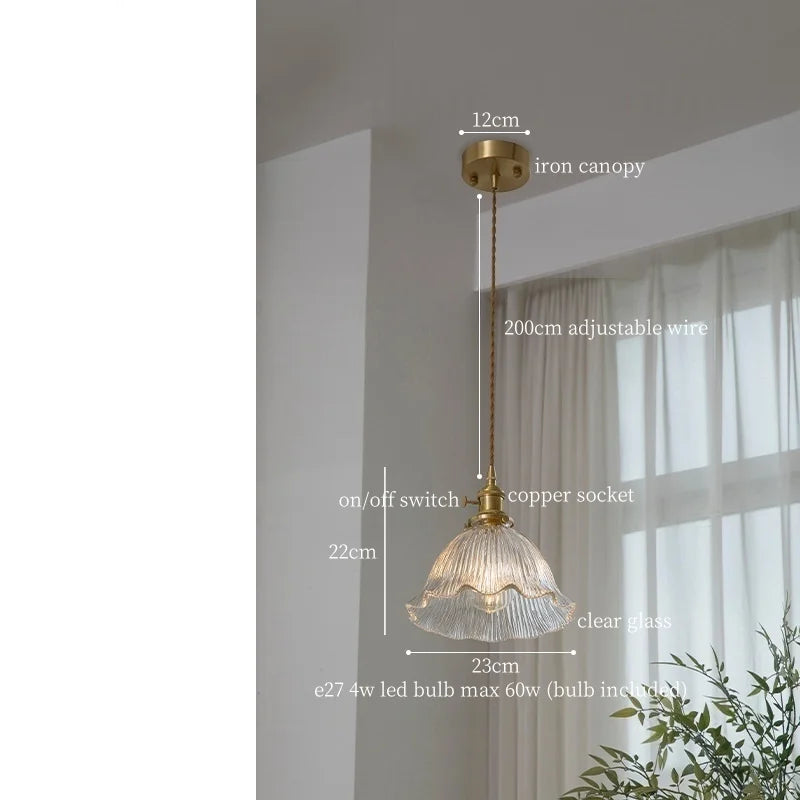 Afralia™ Clear Glass LED Pendant Light for Bedside Living Dining Decor