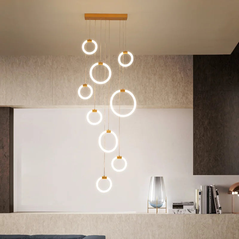 Afralia™ Nordic Circle Villa Chandelier | Modern Art Round Base Stair Kitchen Lighting