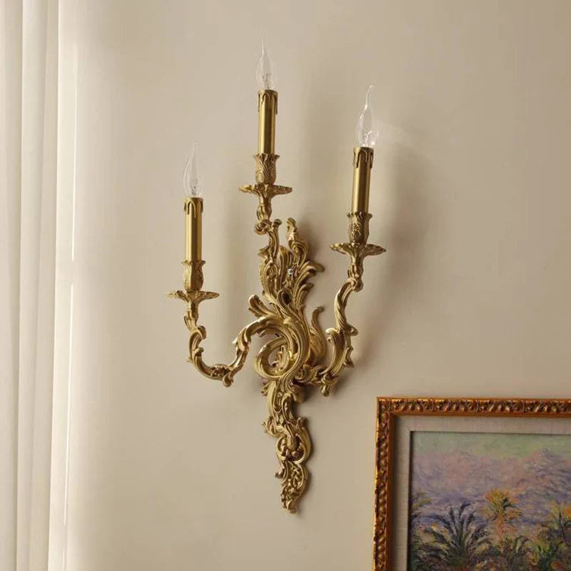 Afralia™ Antique Brass Wall Sconces French Vintage Royal Lamp Nordic Rococo Lighting