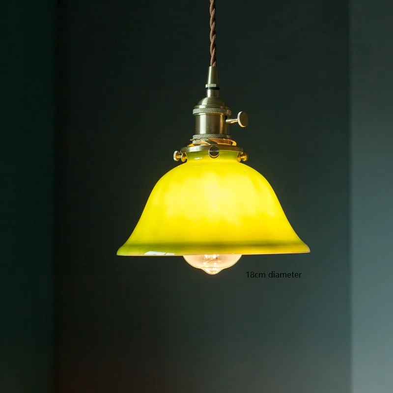 Afralia™ Green Glass LED Pendant Light for Home, Restaurant, Bar, and Loft Style Decor.