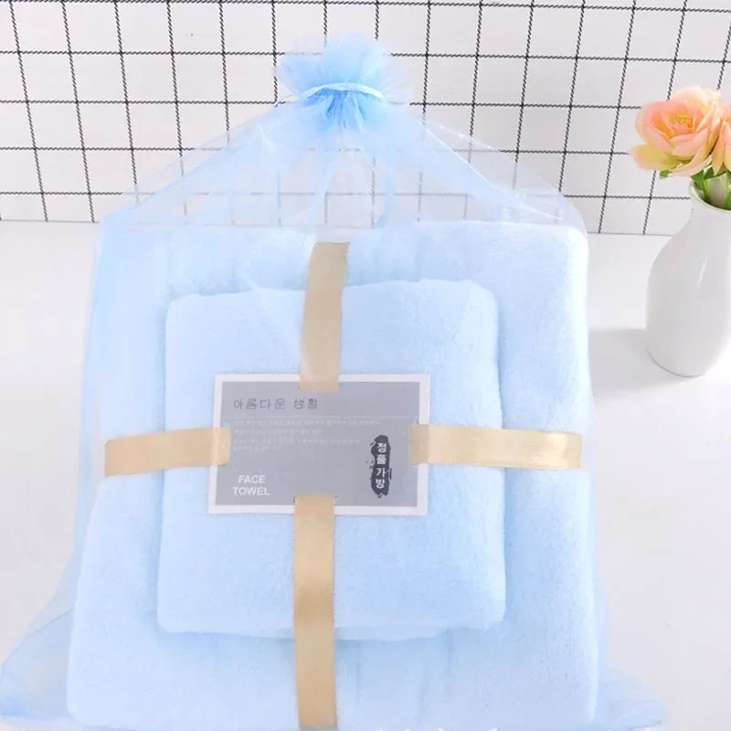 Afralia™ Coral Velvet Bath Towel Set, 2pcs Soft Absorbent Fast Drying Towels