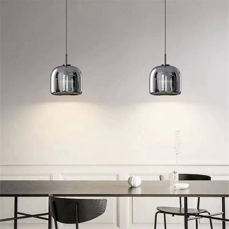 Afralia™ Nordic Glass Pendant Light Mini Copper LED Hanglamp for Bedroom, Living Room
