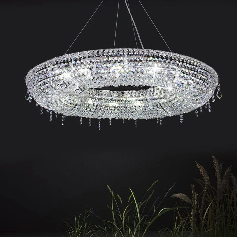 Afralia™ Clear Crystal Art Deco Chandelier for Indoor Lighting in Dinning Rooms, Hotels & Restaurants