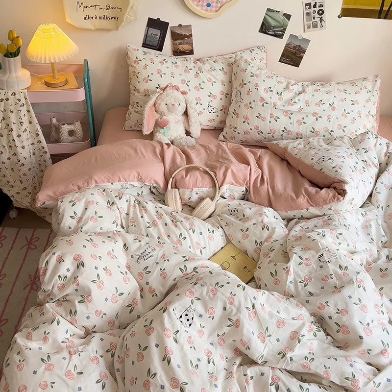 Afralia™ Korean Floral Print Single Duvet Cover: Sweet Comfort, All Seasons, Skin-Friendly