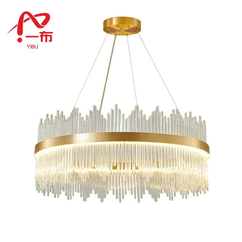 Afralia™ Crystal Pendant Chandelier: Remote Control Dimmable LED Lighting