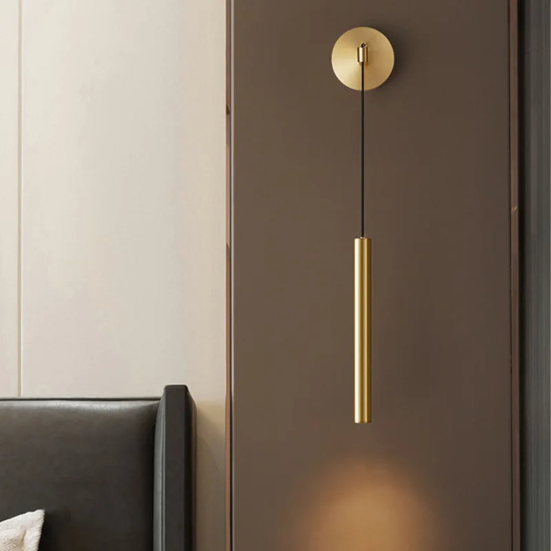 Afralia™ Height-Adjustable Copper LED Wall Lamp: Luxurious Warm Atmosphere for Bedside, Foyer, Hotel