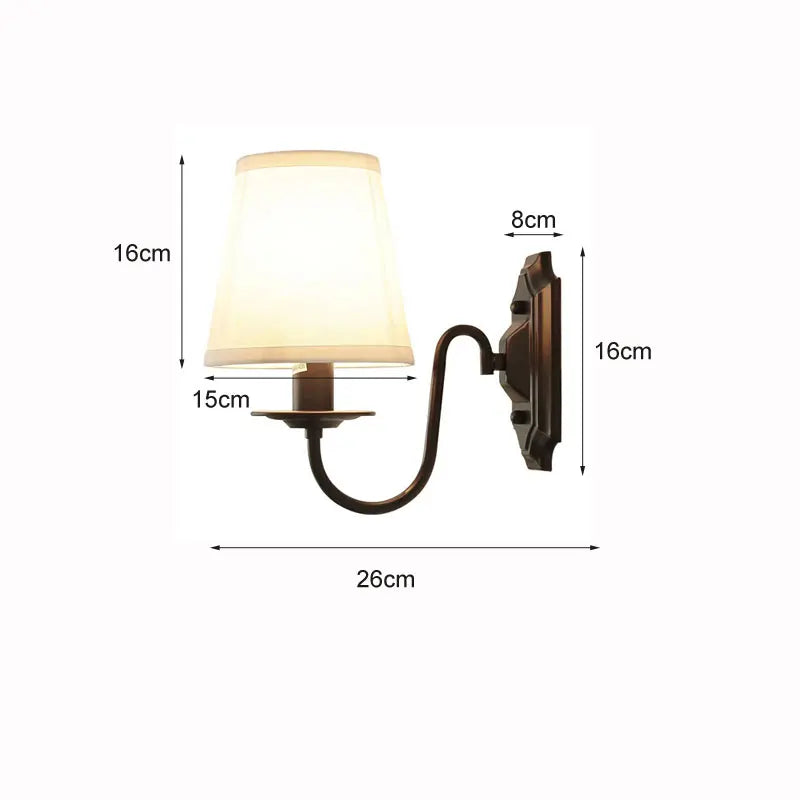 Afralia™ Black Iron Wall Lamp: American Rural Style for Living Room, Bedroom, Hotel - E14 Fabric Wall Light