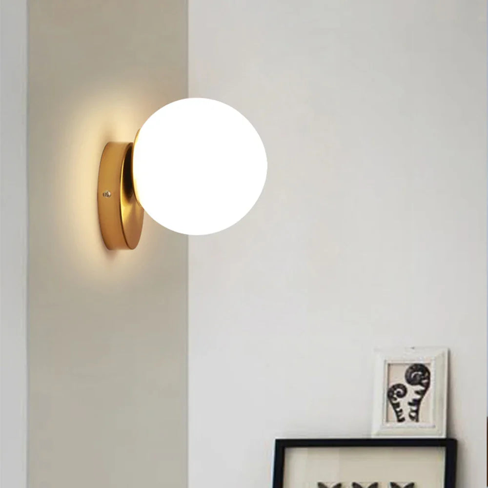 Afralia™ Glass Ball Wall Lamp: Modern Nordic Design for Bedroom, Living Room, Study & Aisle