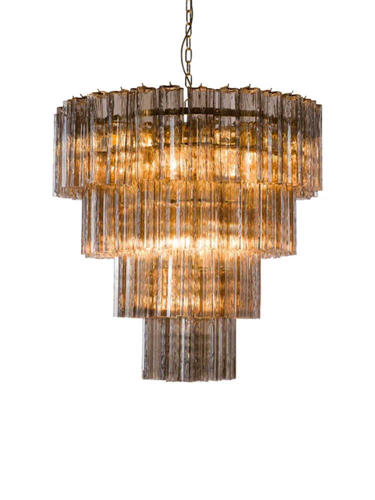 Afralia™ Smokey Gray Glass Chandelier: Scandinavian Murano Flower Lighting for Dining Room