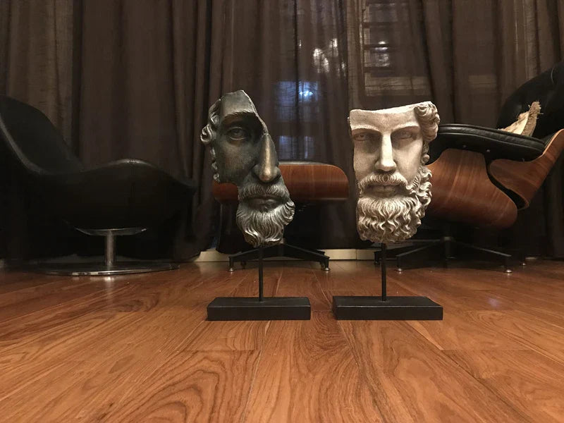 Afralia™ Abstract David Face Resin Sculpture for Home Decor