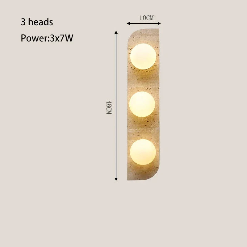 Afralia™ Travertine Stone Sconce Light with Glass Ball for Bedroom & Living Room
