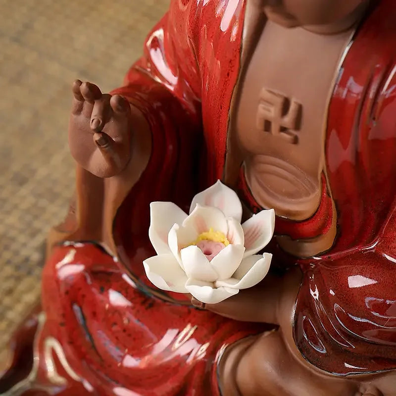 Afralia™ Ceramic Sakyamuni Buddha Statue 24cm - Chinese Style Decorative Ornament