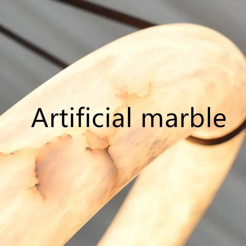 Afralia™ Classic Ring Marble Chandelier Light Brown Pendant for Living Room Bedroom