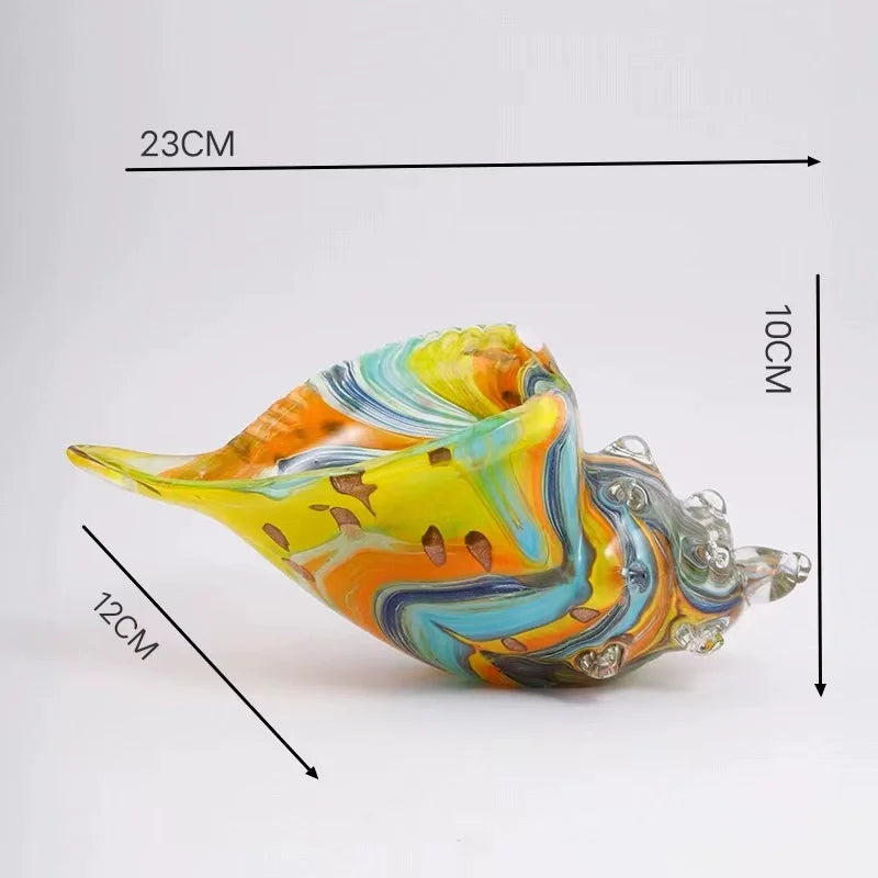 Afralia™ Sea Shell Glass Conch Sculpture Amber Art for Home Decor