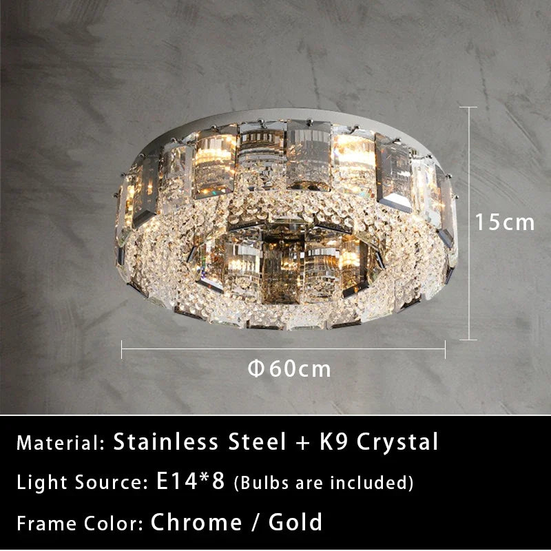 Afralia™ Crystal Pendant Chandelier LED Ceiling Light for Restaurant Living Room Bedroom