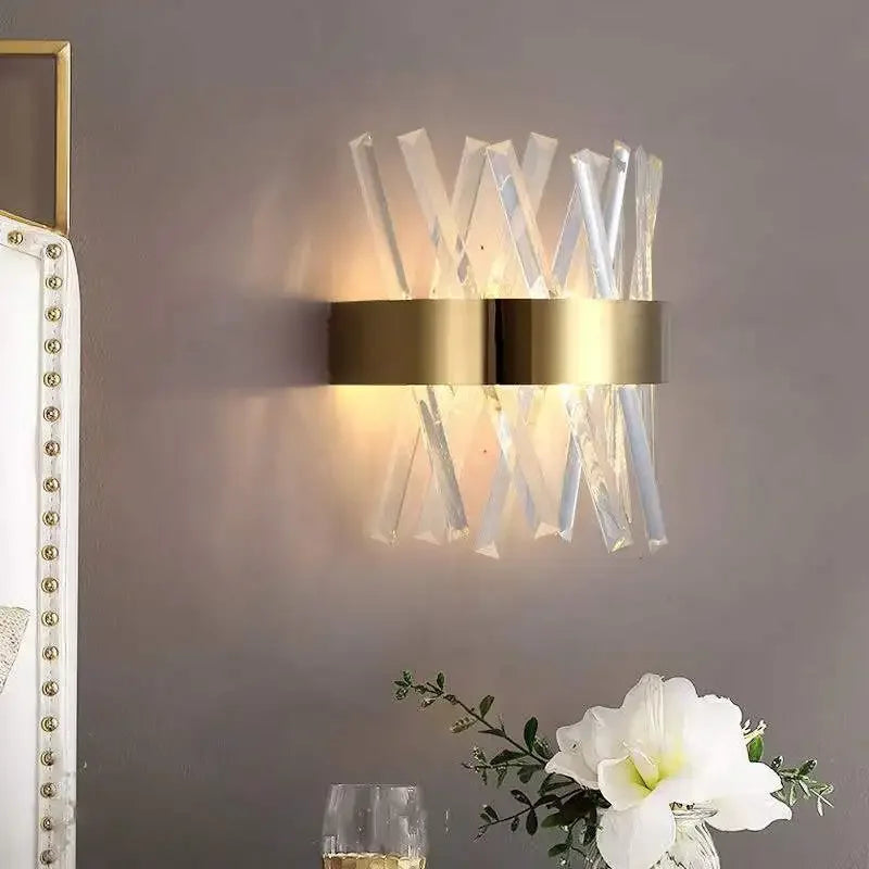 Afralia™ Glass Rod Crystal Wall Sconce: Modern Luxury Bedroom Living Room Light