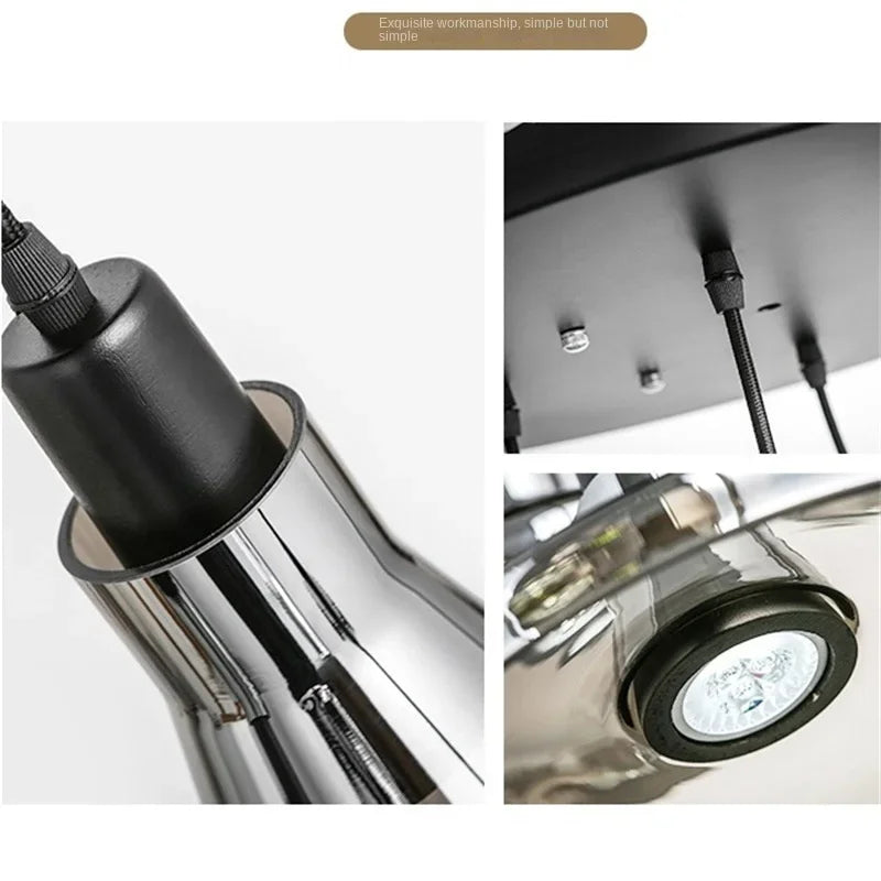 Afralia™ Nordic Smoky Gray Glass LED Pendant Chandelier for Bedroom and Dining Room