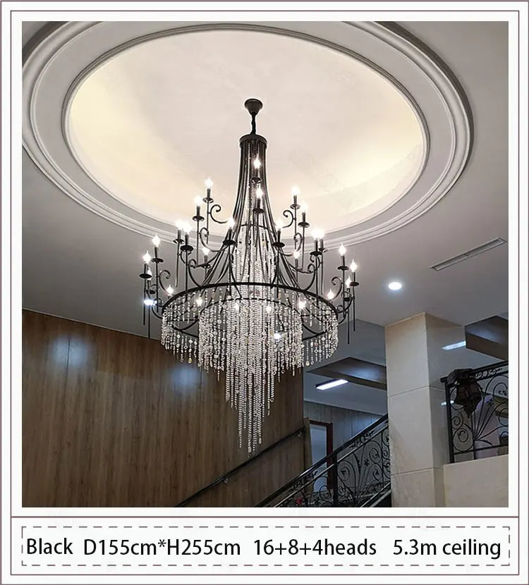 Afralia™ Retro Duplex Crystal Chandelier for Villa Living Room, Staircase, and Home Decor
