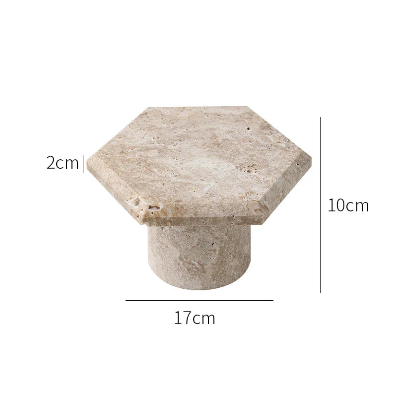 Afralia™ Beige Brown Travertine Hexagon Serving Tray Jewelry Plate Home Party Decor
