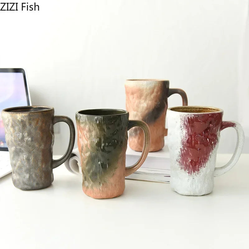 Afralia™ Ceramic Coloured Mug Set 620ml - Tea Cup, Coffee Mug, Milk Cup