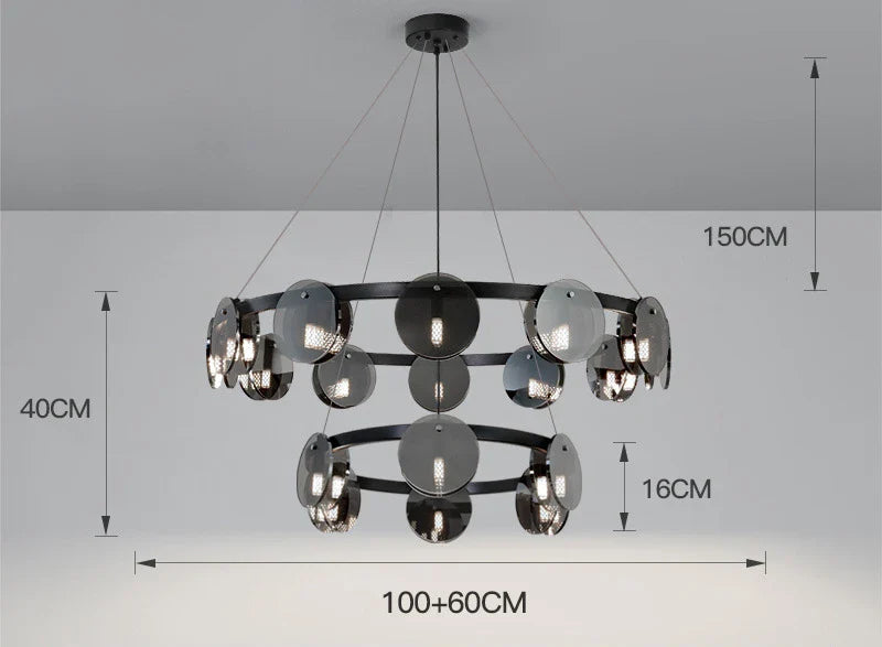 Afralia™ Nordic Grey/Gold Glass Pendant Light for Living Room, Dining Table, Kitchen Island