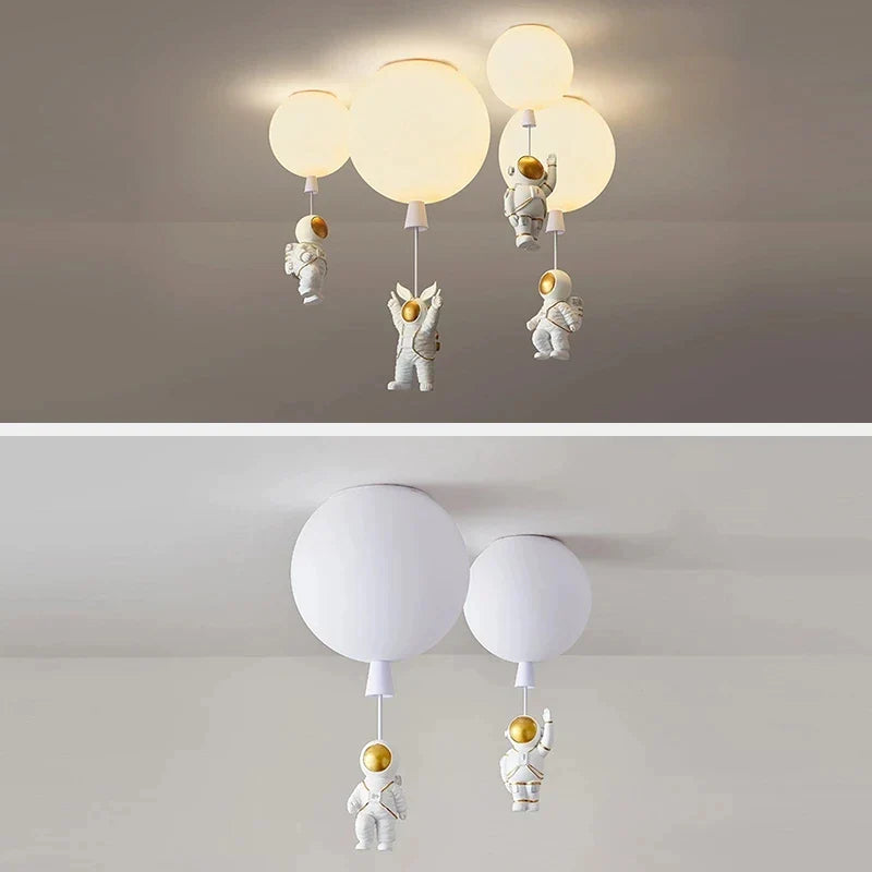 Afralia™ LED Astronaut Glass Ball Pendant Light for Children's Room