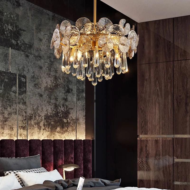 Afralia™ Crystal Lotus Chandelier: Nordic Luxury for Home Decor, Restaurant, Hotel & Bedroom
