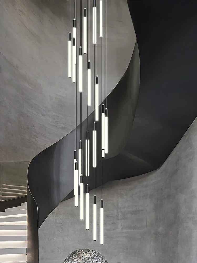 Afralia™ Modern LED Chandelier Pendant Light for Loft Staircase Lighting