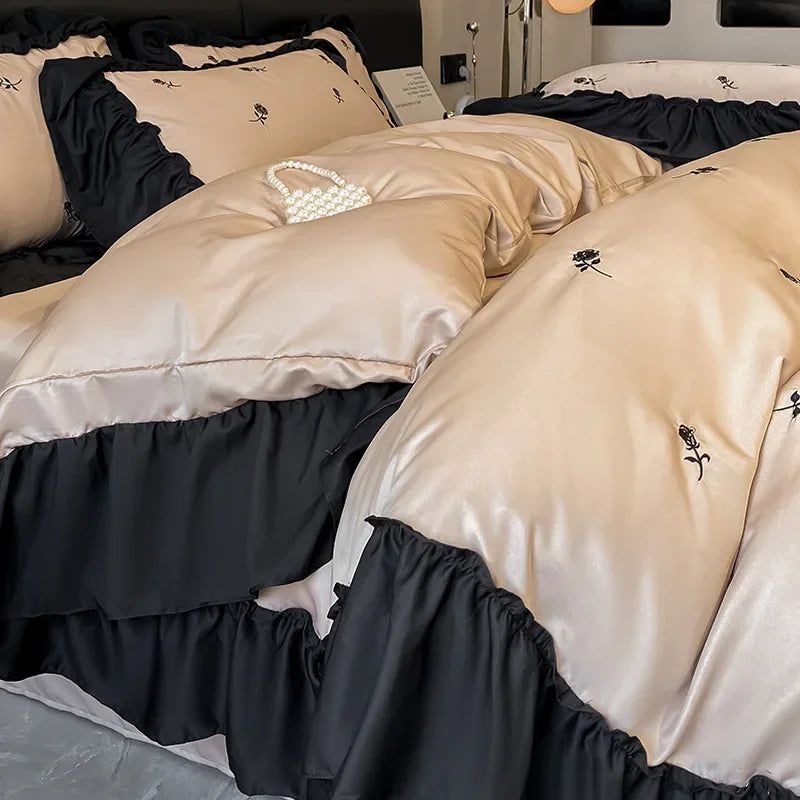 Afralia™ Lace Embroidered Cooling Comforter Cover Set - Silky Cozy Bedding Sets