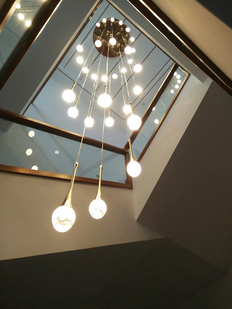 Afralia™ Crystal Chandelier: Modern LED Water Droplet Staircase Light